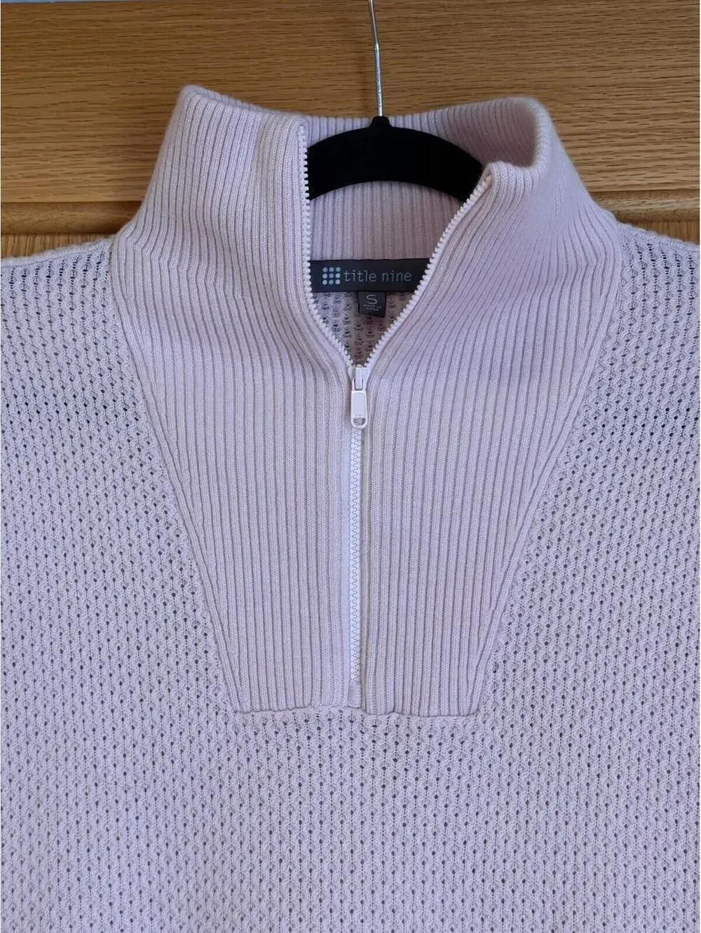 Title Nine Women's Light Pink Merino Wool Blend Half-Zip Sweater, Size Small - Picture 4 of 5
